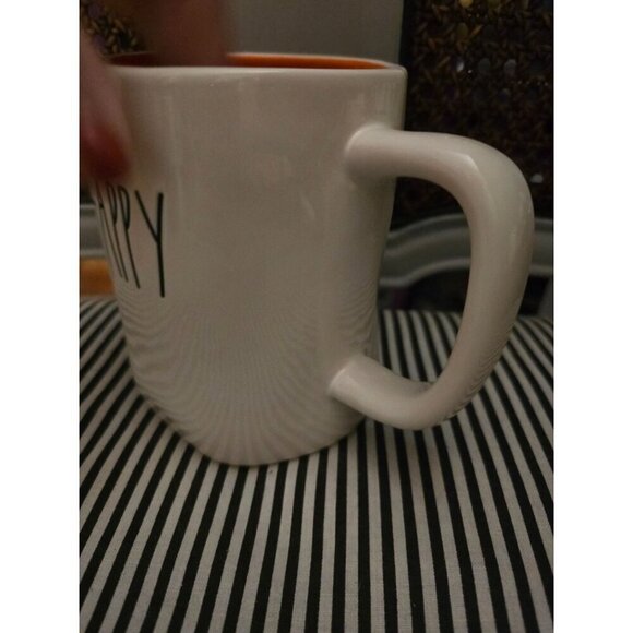 Rae Dunn Happy Halloween Double Sided Coffee Mug Orange Interior - Picture 2 of 8